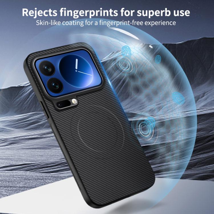 For Xiaomi 17 Pro Max WANLONFENG TQ1 Series Magnetic Carbon Fiber Texture Phone Case with 2pcs Screen Films