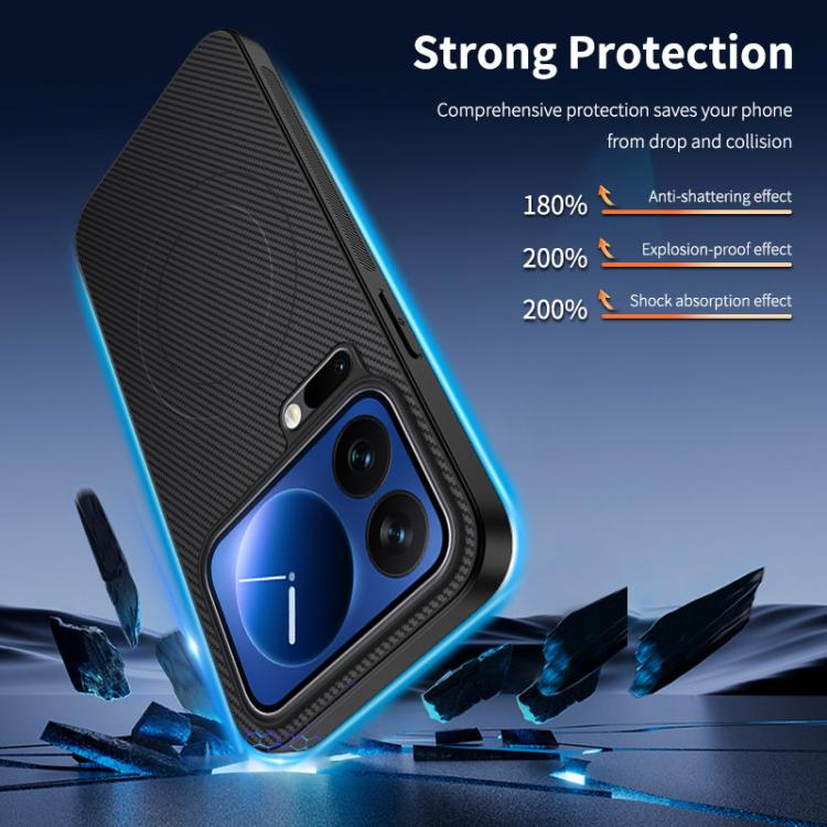 For Xiaomi 17 Pro Max WANLONFENG TQ1 Series Magnetic Carbon Fiber Texture Phone Case with 2pcs Screen Films