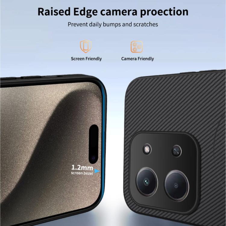 For Redmi 15C 5G / 4G Global 171mm WANLONFENG TQ1 Series Magnetic Carbon Fiber Texture Phone Case with 2pcs Screen Films
