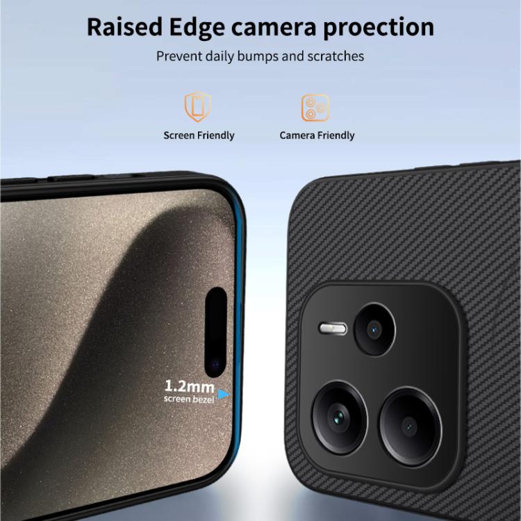 For Redmi Note 14 5G WANLONFENG TQ1 Series Magnetic Carbon Fiber Texture Phone Case with 2pcs Screen Films
