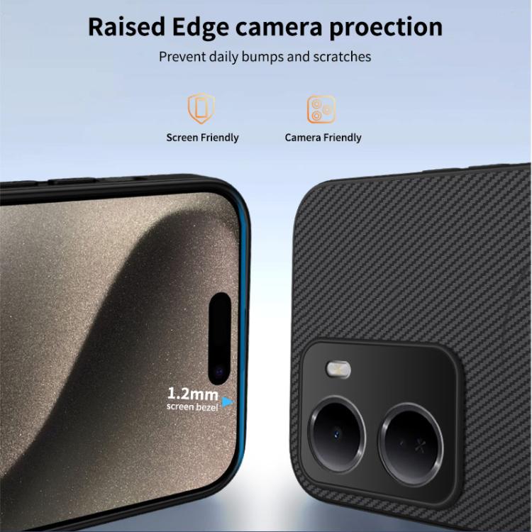 For Redmi 15a 5G WANLONFENG TQ1 Series Magnetic Carbon Fiber Texture Phone Case with 2pcs Screen Films