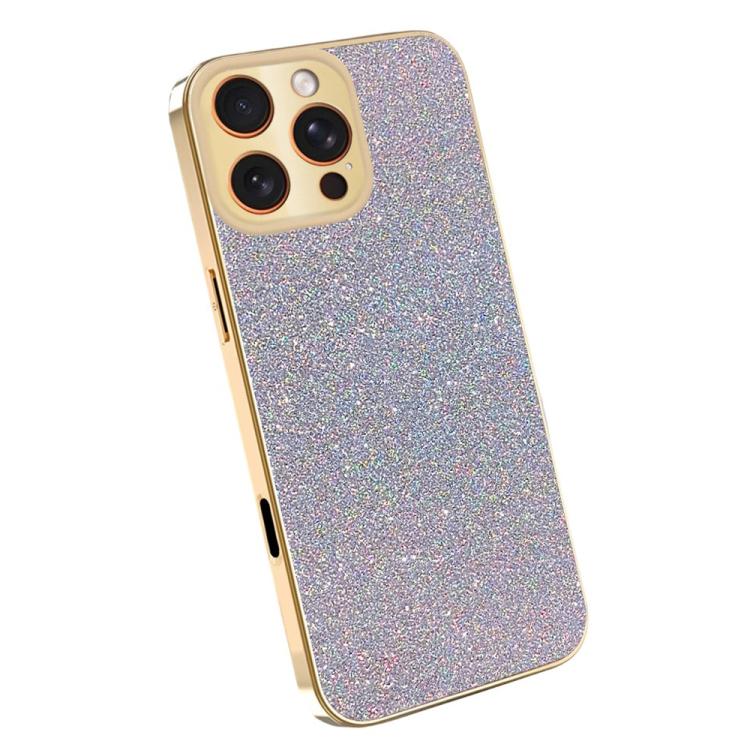 For iPhone 16 Pro Max Electroplating Frame Sparkling Glitter Shockproof Phone Case