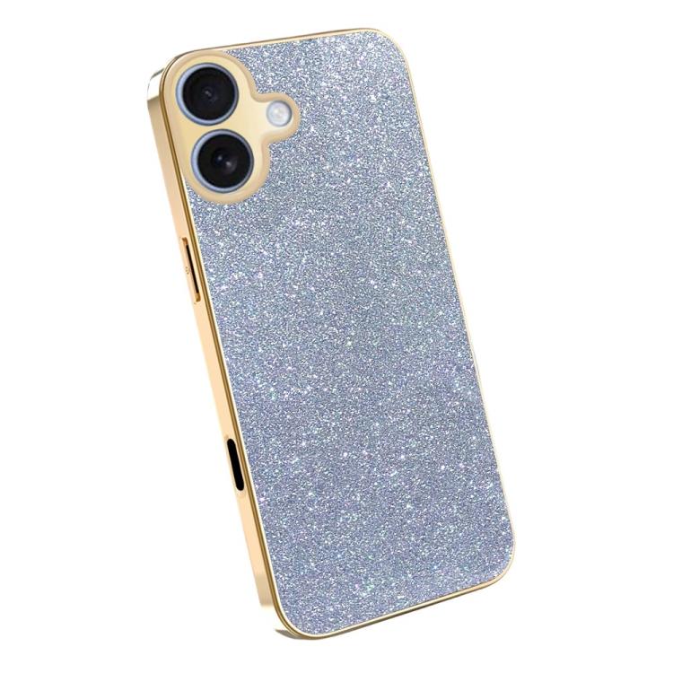For iPhone 16 Electroplating Frame Sparkling Glitter Shockproof Phone Case