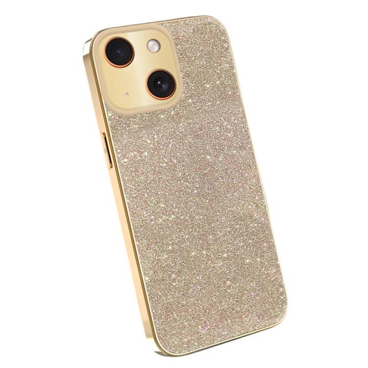For iPhone 15 Plus Electroplating Frame Sparkling Glitter Shockproof Phone Case