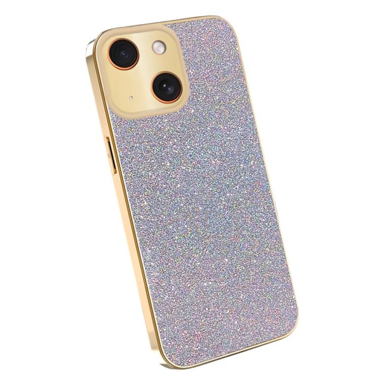 For iPhone 14 Plus Electroplating Frame Sparkling Glitter Shockproof Phone Case