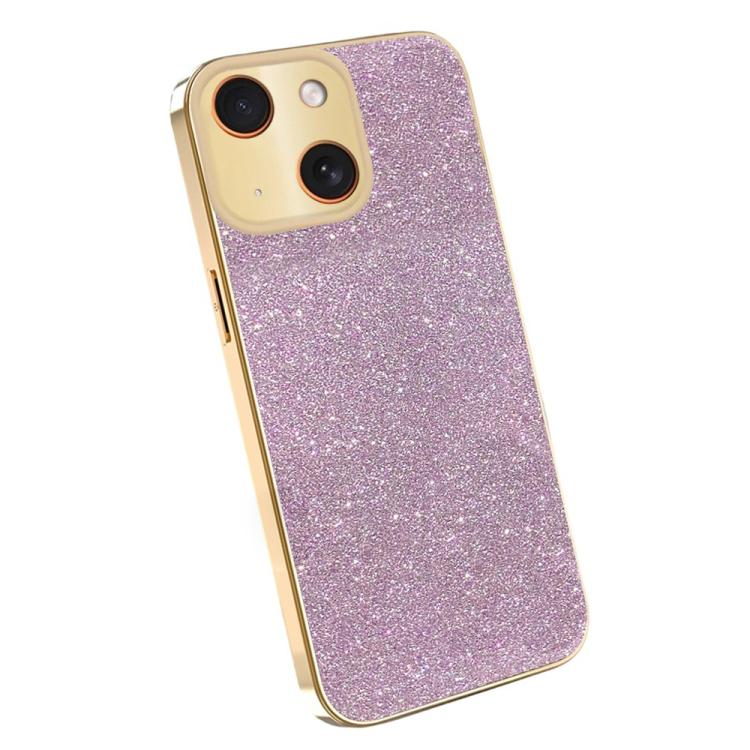 For iPhone 14 Electroplating Frame Sparkling Glitter Shockproof Phone Case