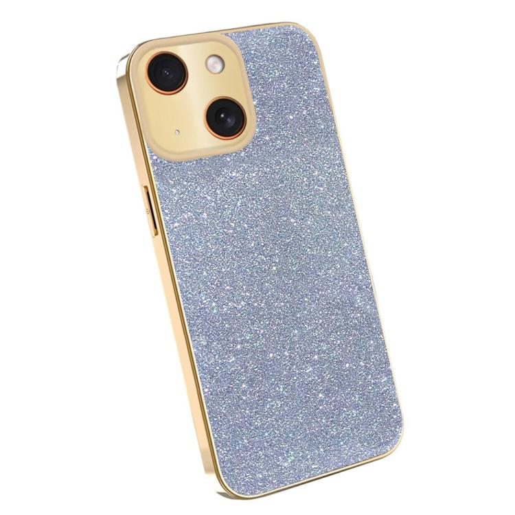 For iPhone 14 Electroplating Frame Sparkling Glitter Shockproof Phone Case