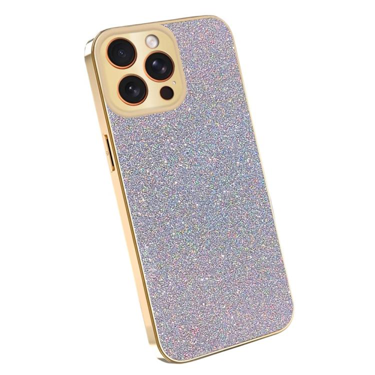 For iPhone 14 Pro Electroplating Frame Sparkling Glitter Shockproof Phone Case