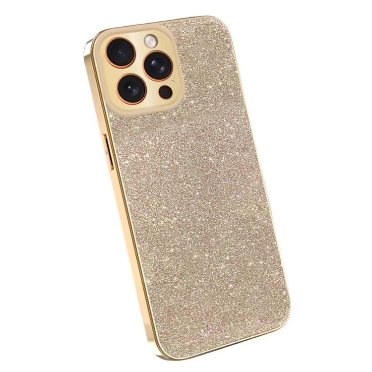 For iPhone 14 Pro Electroplating Frame Sparkling Glitter Shockproof Phone Case