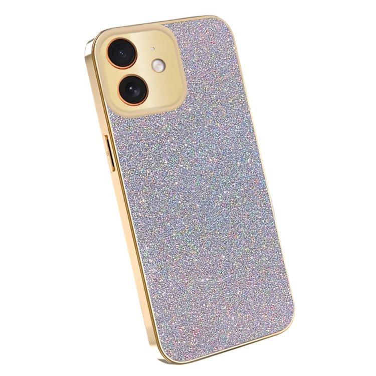 For iPhone 12 Electroplating Frame Sparkling Glitter Shockproof Phone Case