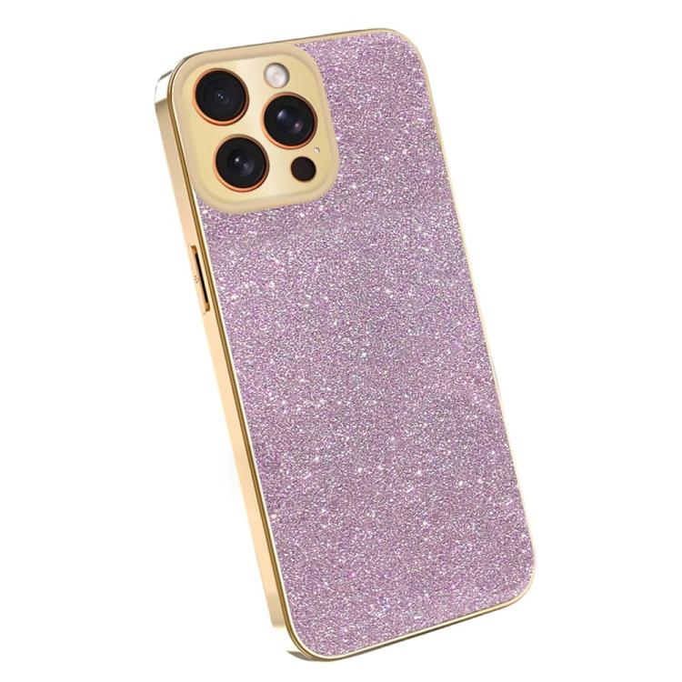 For iPhone 12 Pro Electroplating Frame Sparkling Glitter Shockproof Phone Case