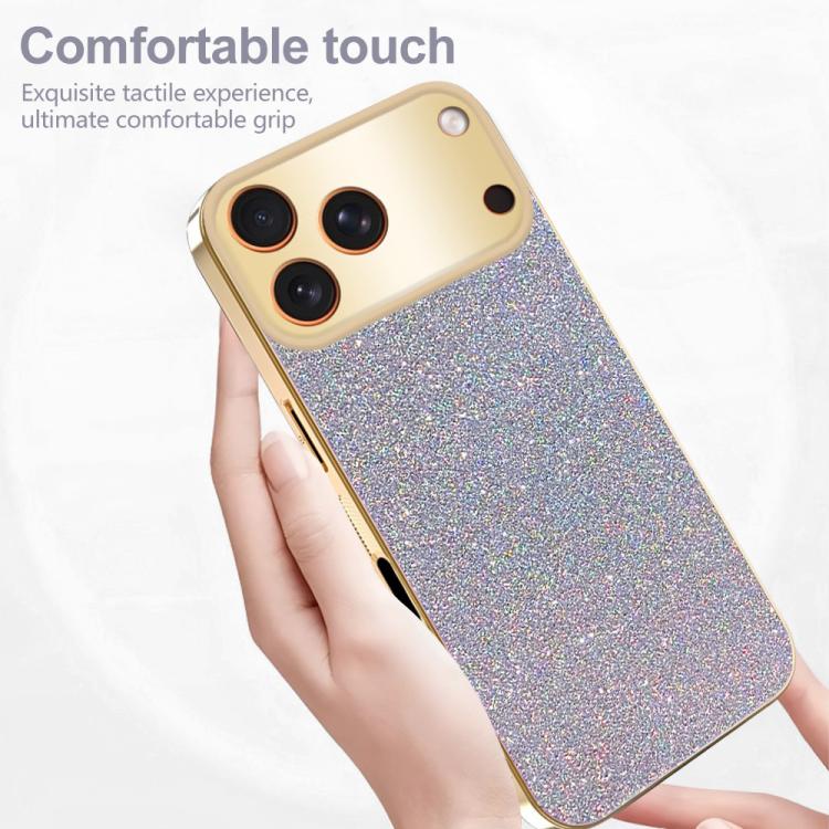 For iPhone 16 Plus Electroplating Frame Sparkling Glitter Shockproof Phone Case