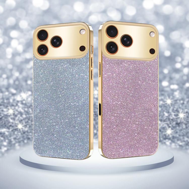 For iPhone 12 Pro Electroplating Frame Sparkling Glitter Shockproof Phone Case