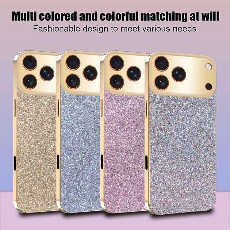 For iPhone 17 Pro Max Electroplating Frame Sparkling Glitter Shockproof Phone Case