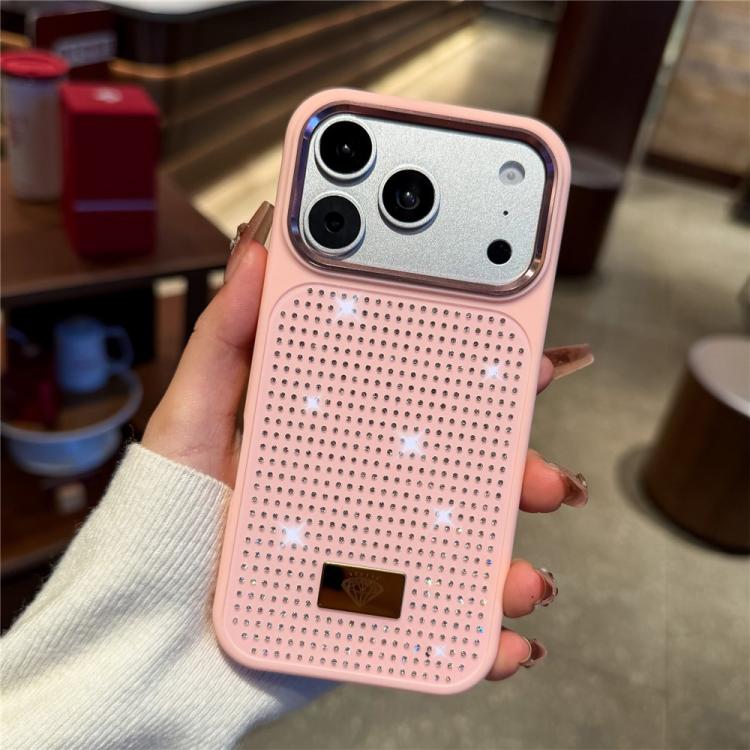 For iPhone Air Resin Rhinestones Metal Emblem TPU + PC Shockproof Phone Case