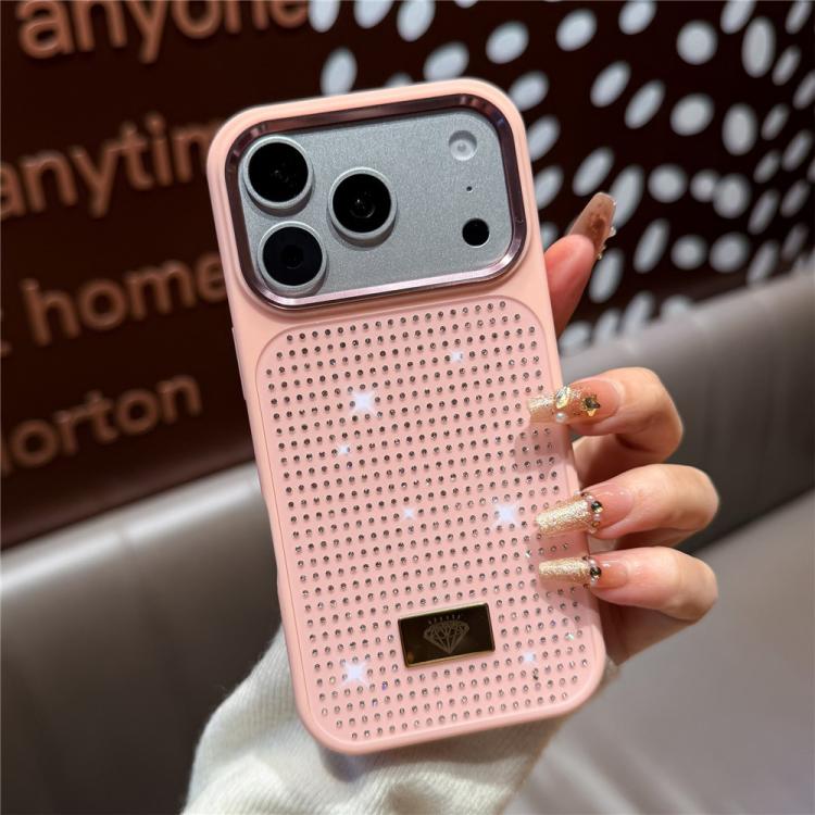 For iPhone Air Resin Rhinestones Metal Emblem TPU + PC Shockproof Phone Case