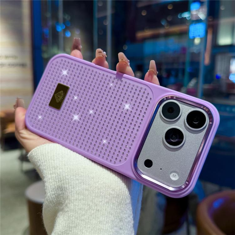 For iPhone Air Resin Rhinestones Metal Emblem TPU + PC Shockproof Phone Case