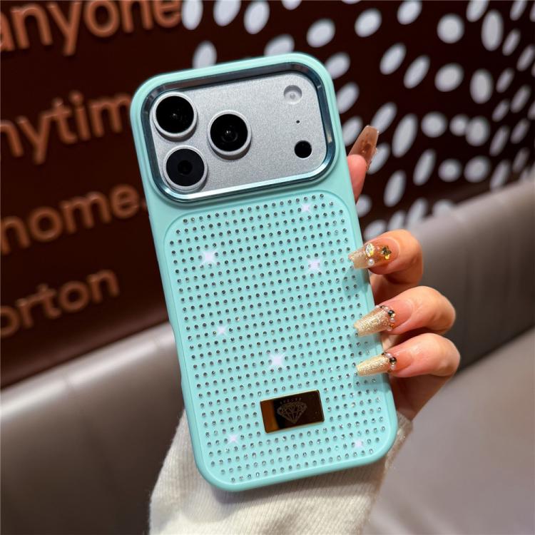 For iPhone Air Resin Rhinestones Metal Emblem TPU + PC Shockproof Phone Case