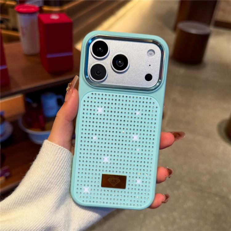 For iPhone Air Resin Rhinestones Metal Emblem TPU + PC Shockproof Phone Case