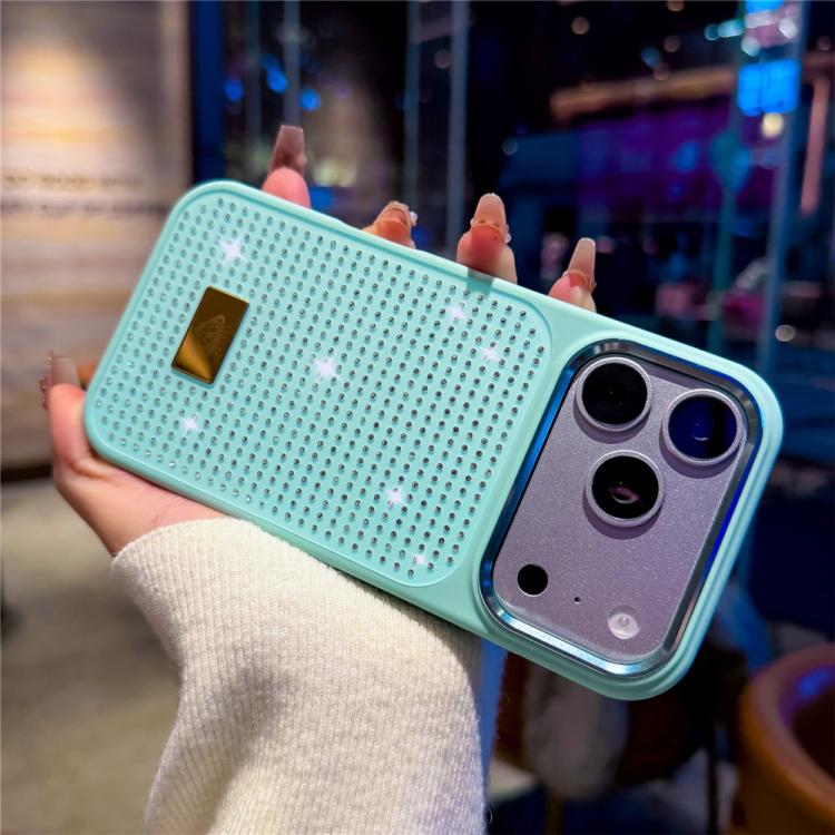 For iPhone Air Resin Rhinestones Metal Emblem TPU + PC Shockproof Phone Case