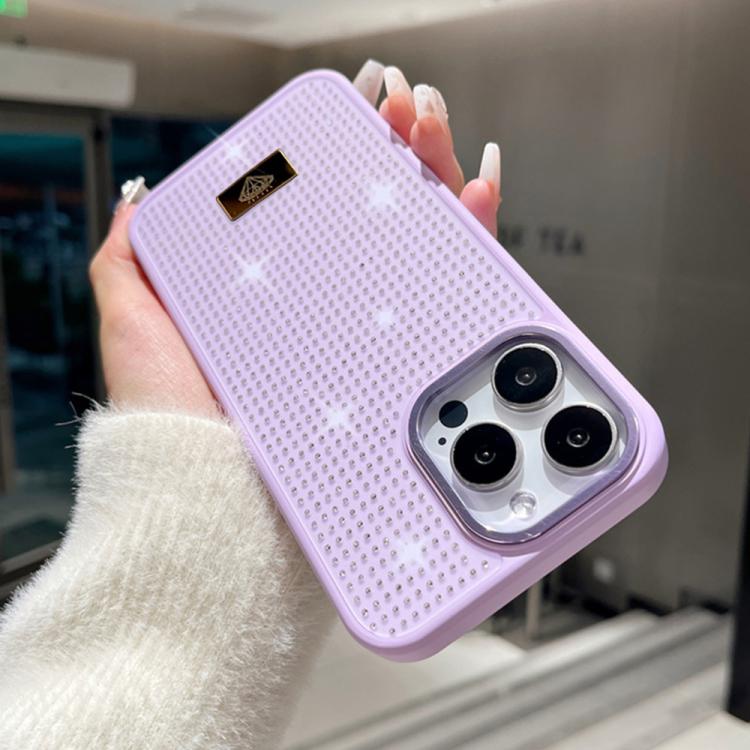 For iPhone 13 Pro Max Resin Rhinestones Metal Emblem TPU + PC Shockproof Phone Case