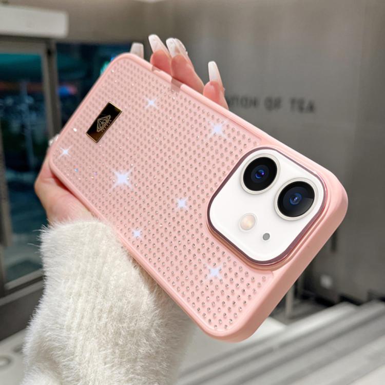 For iPhone 12 Resin Rhinestones Metal Emblem TPU + PC Shockproof Phone Case