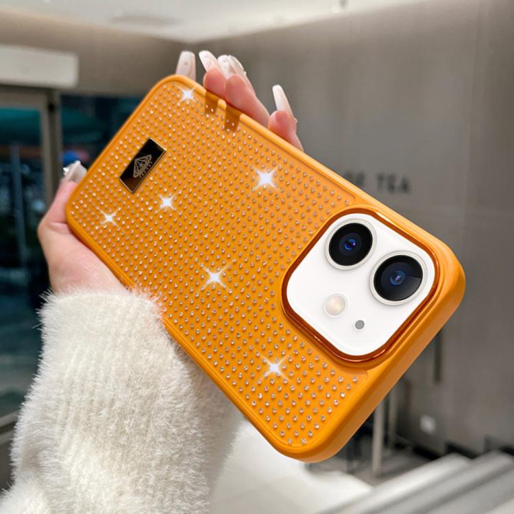 For iPhone 12 Resin Rhinestones Metal Emblem TPU + PC Shockproof Phone Case