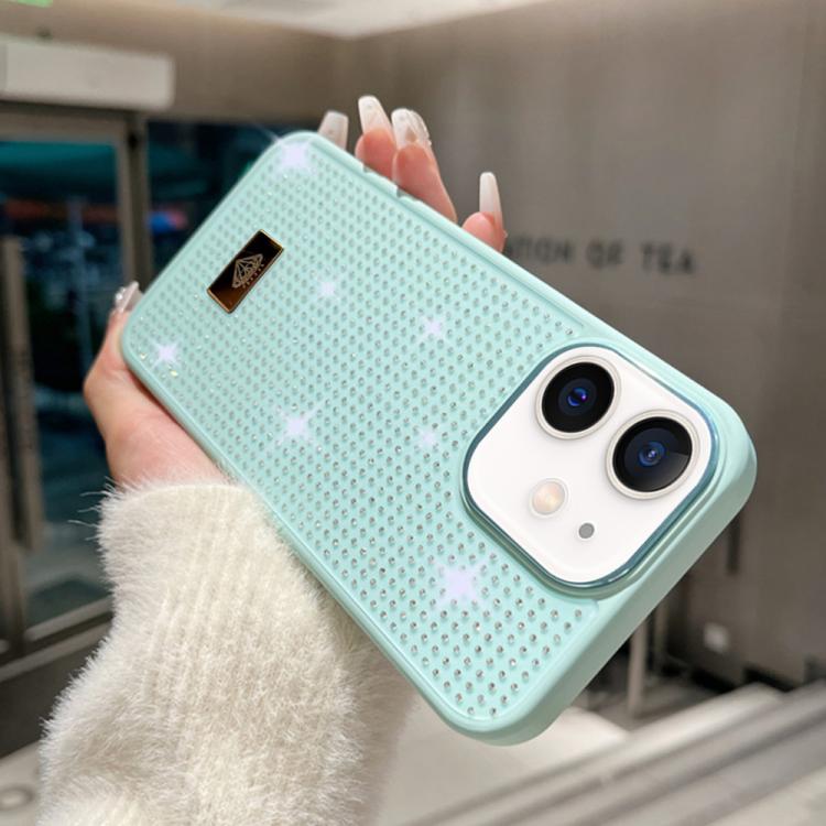 For iPhone 12 Resin Rhinestones Metal Emblem TPU + PC Shockproof Phone Case