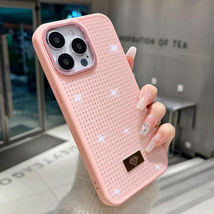 For iPhone 12 Pro Resin Rhinestones Metal Emblem TPU + PC Shockproof Phone Case