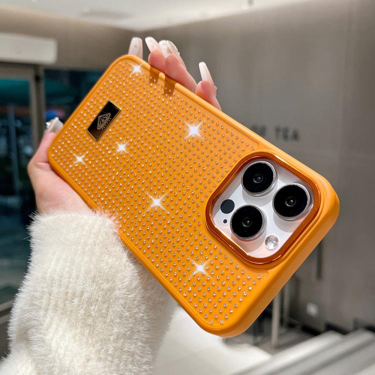 For iPhone 12 Pro Resin Rhinestones Metal Emblem TPU + PC Shockproof Phone Case
