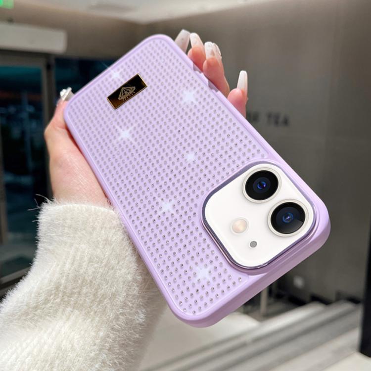 For iPhone 11 Resin Rhinestones Metal Emblem TPU + PC Shockproof Phone Case