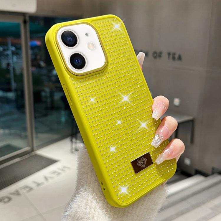 For iPhone 11 Resin Rhinestones Metal Emblem TPU + PC Shockproof Phone Case