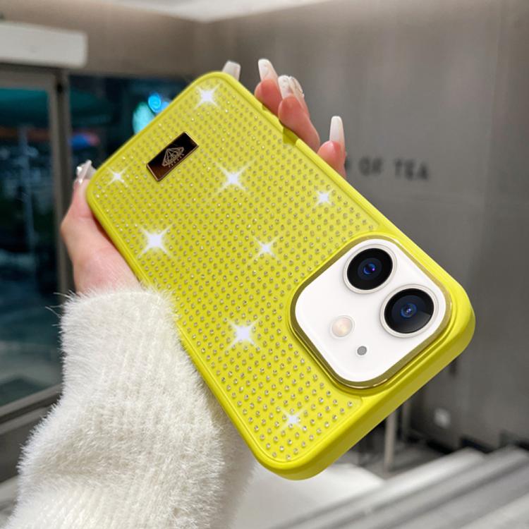 For iPhone 11 Resin Rhinestones Metal Emblem TPU + PC Shockproof Phone Case