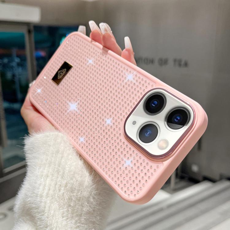 For iPhone 11 Pro Max Resin Rhinestones Metal Emblem TPU + PC Shockproof Phone Case