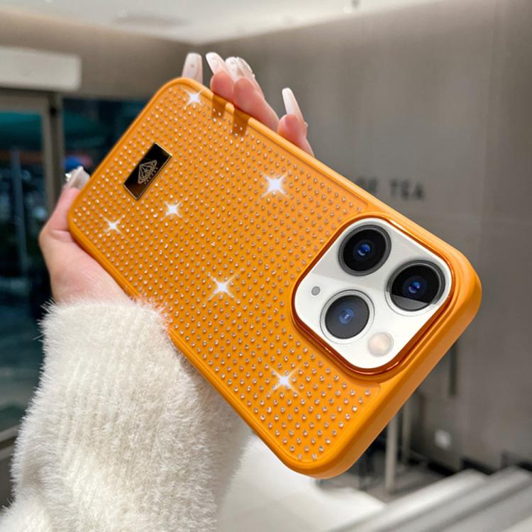For iPhone 11 Pro Max Resin Rhinestones Metal Emblem TPU + PC Shockproof Phone Case
