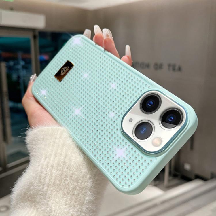 For iPhone 11 Pro Max Resin Rhinestones Metal Emblem TPU + PC Shockproof Phone Case