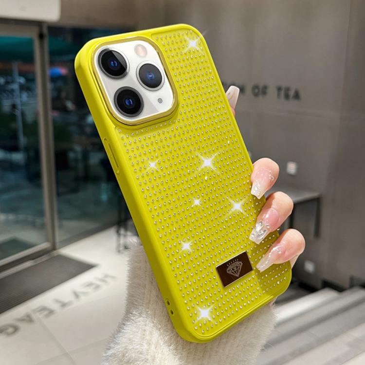 For iPhone 11 Pro Max Resin Rhinestones Metal Emblem TPU + PC Shockproof Phone Case