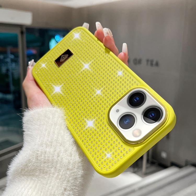 For iPhone 11 Pro Max Resin Rhinestones Metal Emblem TPU + PC Shockproof Phone Case