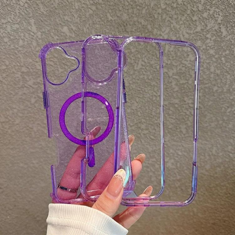For iPhone 16 Plus Detachable 3 in 1 Glitter Magnetic Phone Case