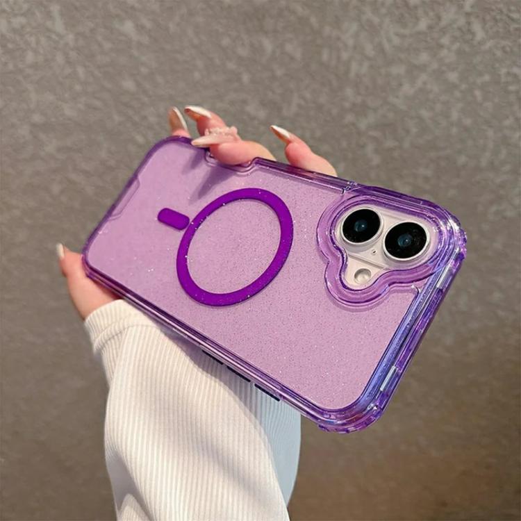 For iPhone 16 Plus Detachable 3 in 1 Glitter Magnetic Phone Case
