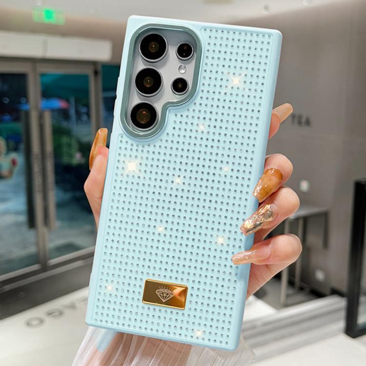 For Samsung Galaxy S25 Ultra 5G Resin Rhinestones Metal Emblem TPU + PC Shockproof Phone Case