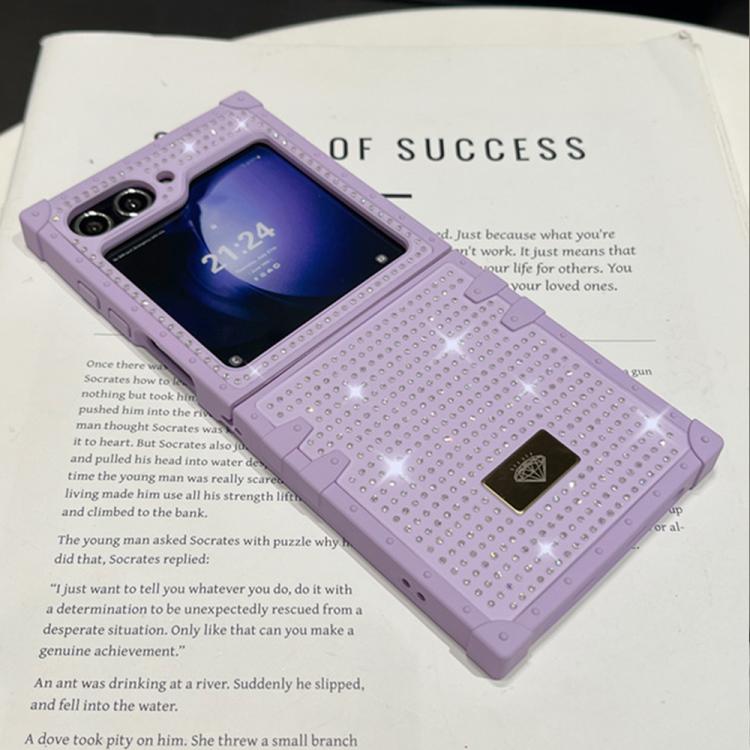 For Samsung Galaxy S25 Ultra 5G Resin Rhinestones Metal Emblem TPU + PC Shockproof Phone Case