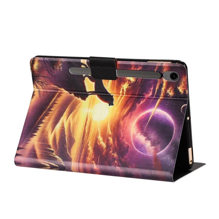 For Samsung Galaxy Tab S9 / S9 FE Litchi Texture Voltage Painted Vegan Leather Smart Tablet Case