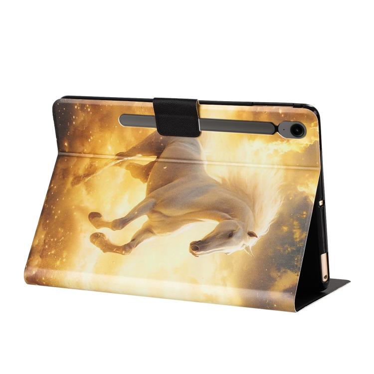 For Samsung Galaxy Tab S9 / S9 FE Litchi Texture Voltage Painted Vegan Leather Smart Tablet Case
