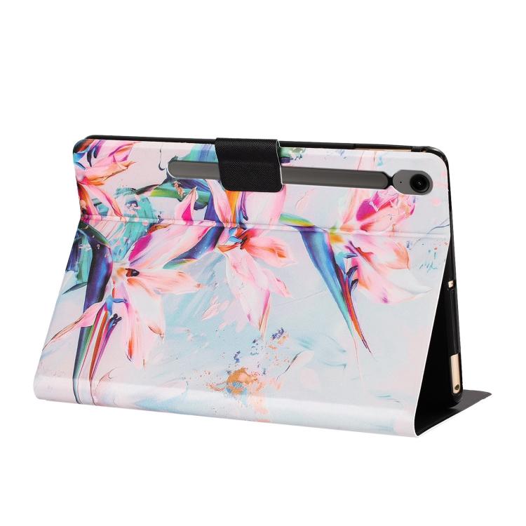For Samsung Galaxy Tab S9 / S9 FE Litchi Texture Voltage Painted Vegan Leather Smart Tablet Case