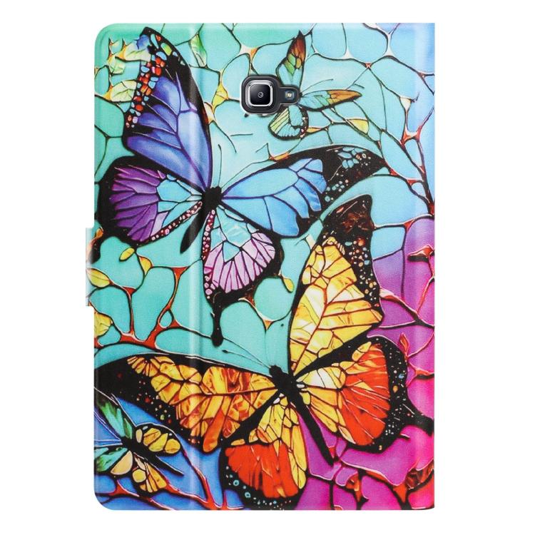 For Samsung Galaxy Tab A 10.1 2016 / T580 Litchi Texture Voltage Painted Vegan Leather Smart Tablet Case