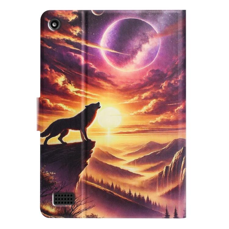 For Amazon Kindle Fire 7 2019 / 2015 Litchi Texture Voltage Painted Vegan Leather Smart Tablet Case