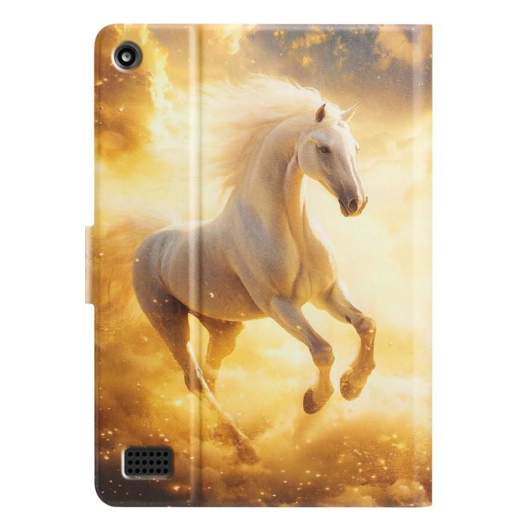 For Amazon Kindle Fire 7 2019 / 2015 Litchi Texture Voltage Painted Vegan Leather Smart Tablet Case