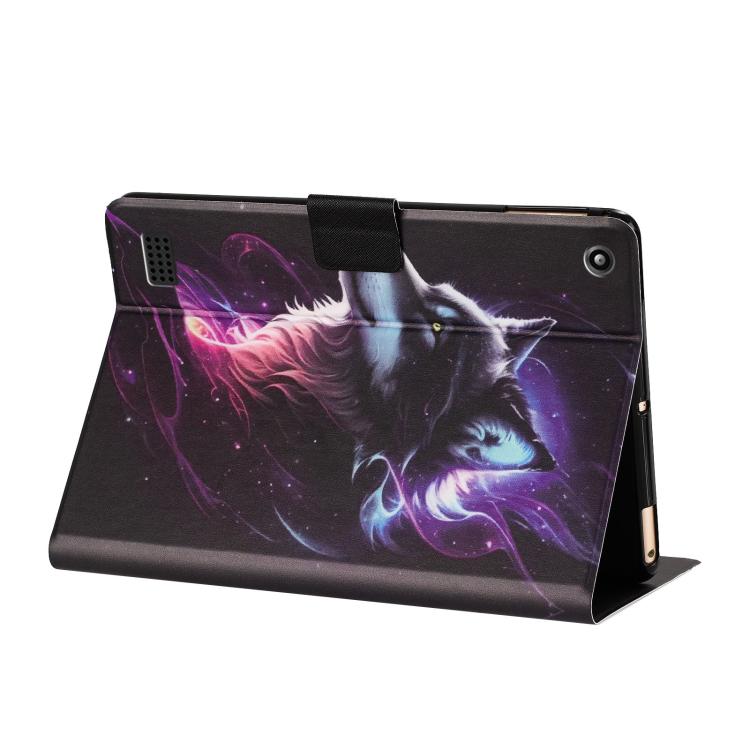 For Amazon Kindle Fire 7 2019 / 2015 Litchi Texture Voltage Painted Vegan Leather Smart Tablet Case