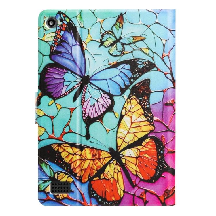 For Amazon Kindle Fire 7 2019 / 2015 Litchi Texture Voltage Painted Vegan Leather Smart Tablet Case